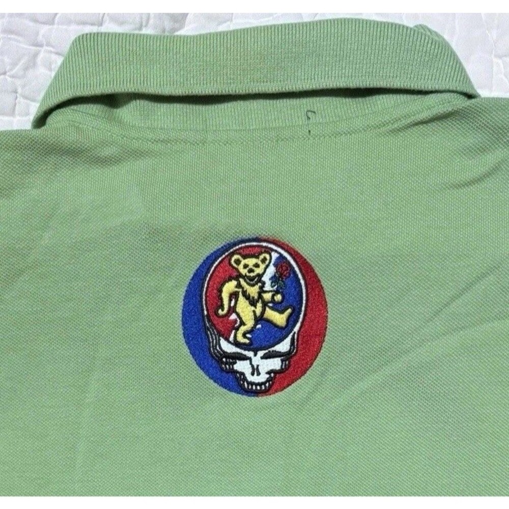 Grateful Dead Merch Embroidered Cotton Polo Shirt XXL Stealie Green NWOT
